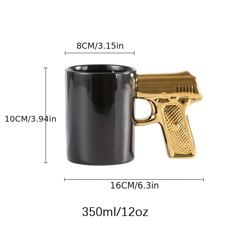 1pc Novelty Ceramic Coffee Mug With Pistol Handle Gun Mug Pistol Cup Coffee Cup Pistol 3D Mug Gift For Men