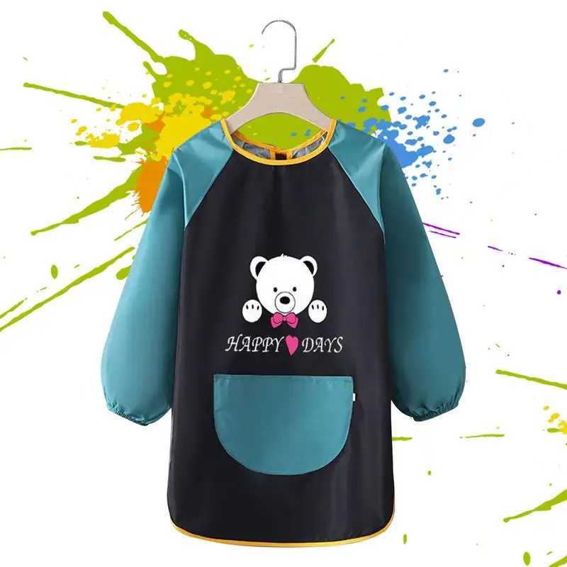 Bibs Burp Cloths Baby Kids Bibs Cute Children Baby Stuff Toddler Waterproof Long Sleeve Art Smock Feeding Bib Apron for Kids 0-6 YearsL4812