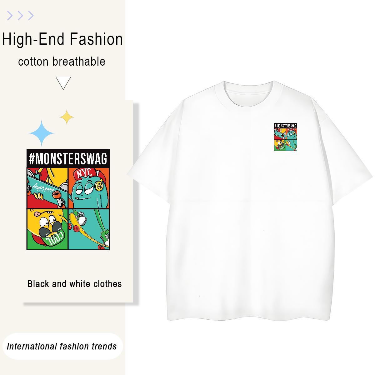 T Shirt For Man 230g Cotton USA Hip Hop Street Breathable Anime Tshirt for Man Woman 2024 Soft Polos