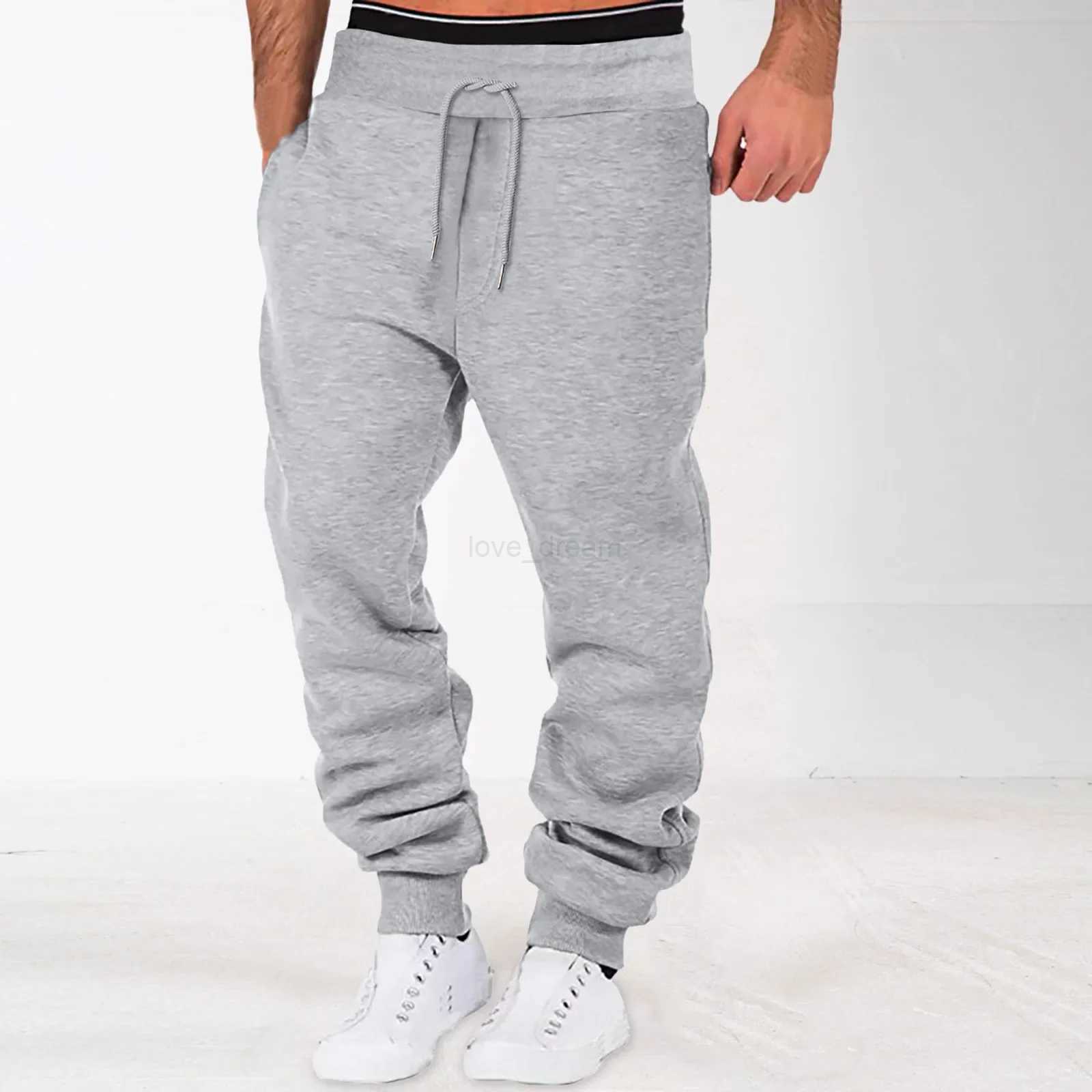 Mens Sport Pants Sweatpants Tracksuit Slim Fit Gym Workout Joggers Bodybuilding Trousers Casual Drawstring Sweatpants Plus SizeXJ240813