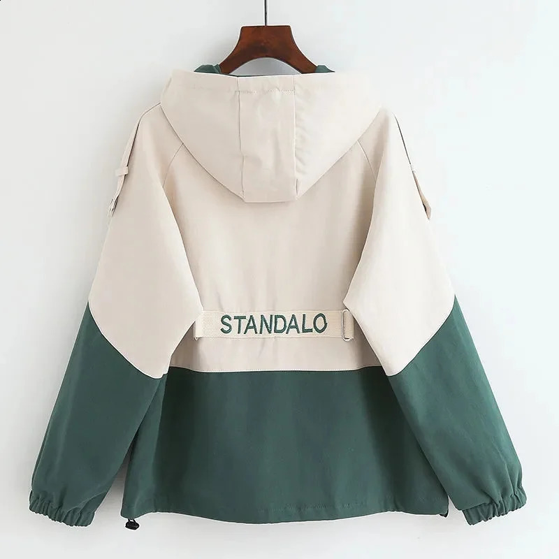 2024 Women Windbreaker Spring Autumn Hooded Coat Fashion Trench Temperament Elegant Jacket Top Loose Outwear 240812