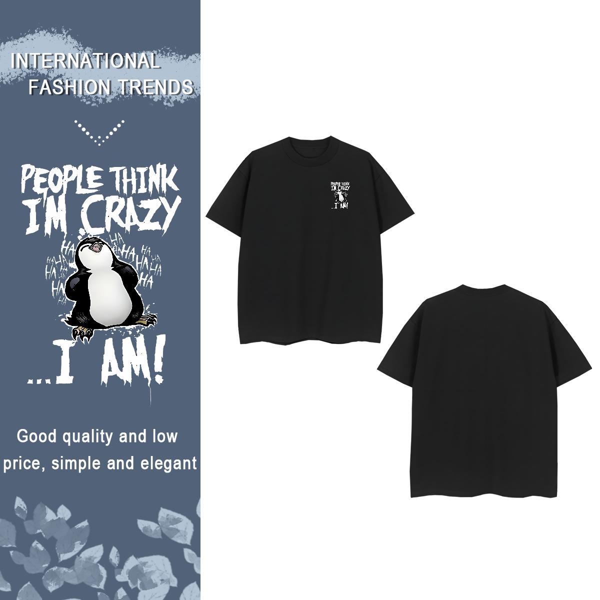 T-Shirts for Men 230g 100% Cotton penguin Street Casual Round Neck Short Sleeve Custom Print Oversized Mens Tshirts New Arrival Loose Tops Tees