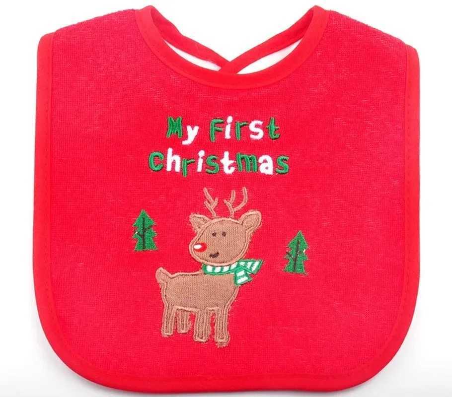 Bibs Burp Cloths Waterproof Christmas Baby Bibs Round Neck Burp Cloths Santa Elk Christmas Tree Pattern Infant Saliva Towel Xmas Kids Gift ApronL4812