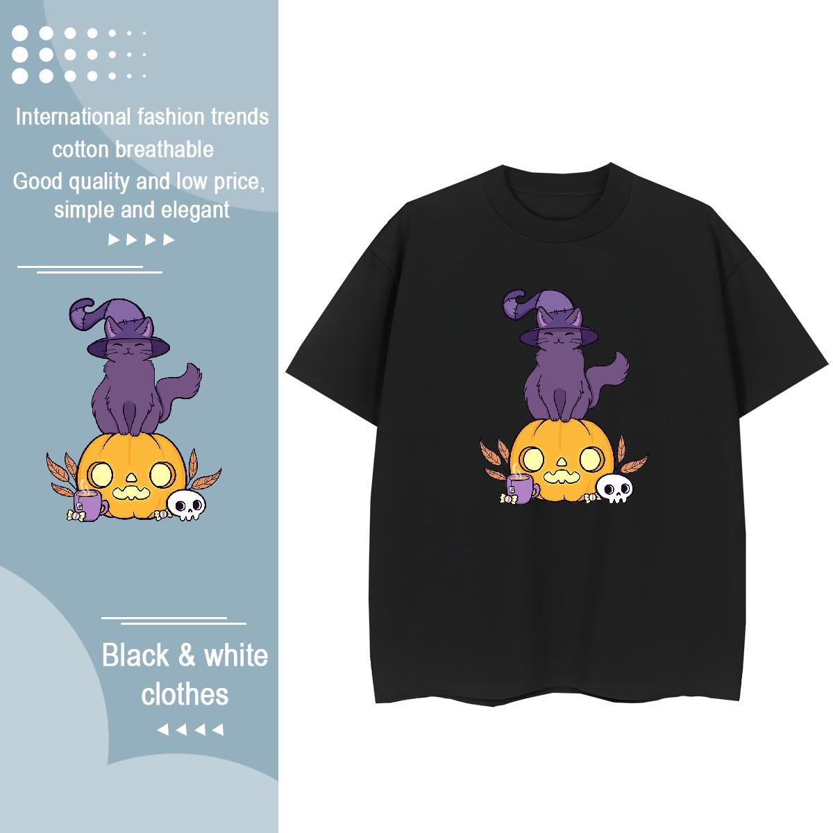 Cool Design T-Shirts for Men pumpkin Breathable Casual Custom Cartoon 230g Pure Cotton Men Clothes T-Shirt DIY Customized Tops Tees
