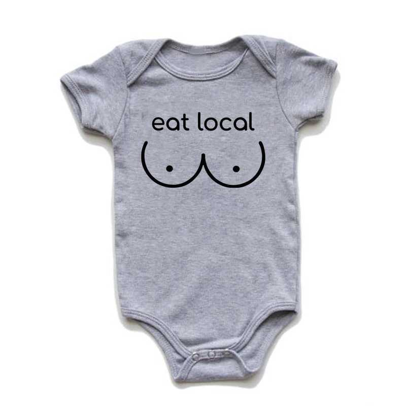 Breastfeeding Eat Local Newborn Baby Tight Clothes Fun Cotton Baby Summer Short Sleeve jumpsuit Casual Boys and Girls Onesie Clothing W240812