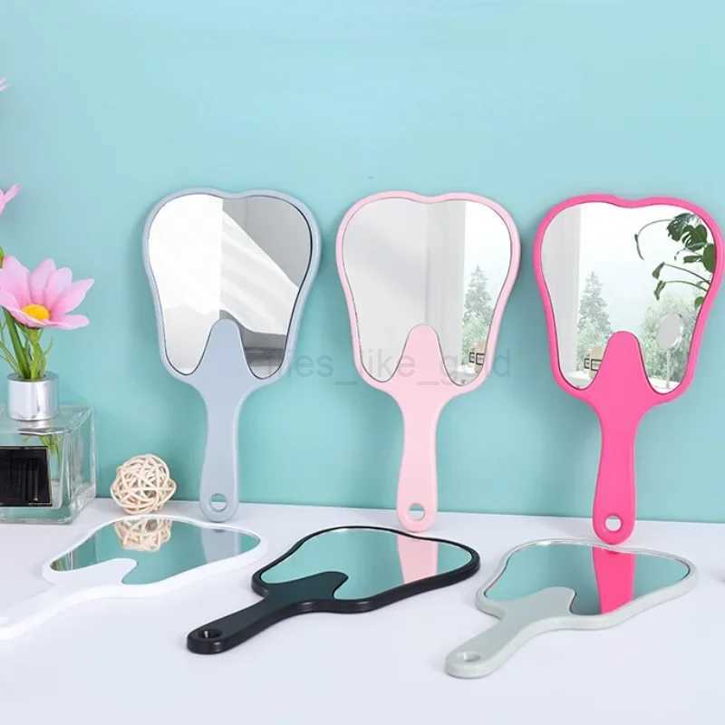 Teeth shape handheld mirror cute makeup mirror handheld dental mirror high-definition makeup mirror W240813