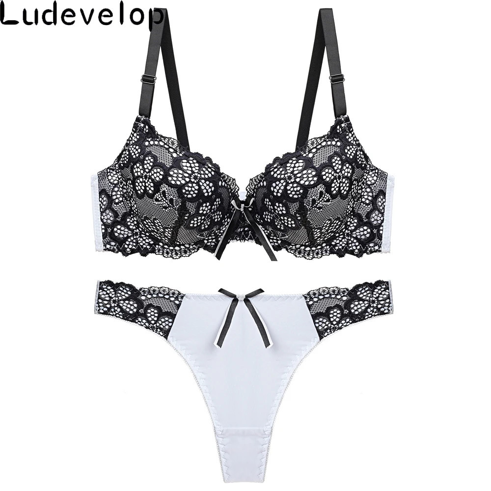 Good Quality Sexy Brassiere Embroidered Underwear Set ABC Cup Women Bra Set Push Up Lace Bra Thong Sets 240812