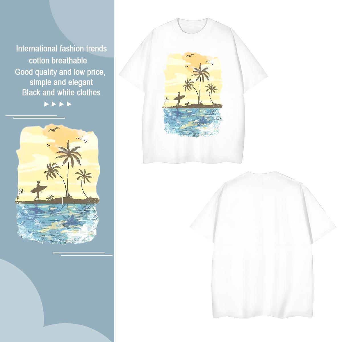 Mens T Shirts 230g Cotton tree Casual Beach Crew Neck Oversized 4XL Tshirt for Man Woman Classic Casual Soft Clothings