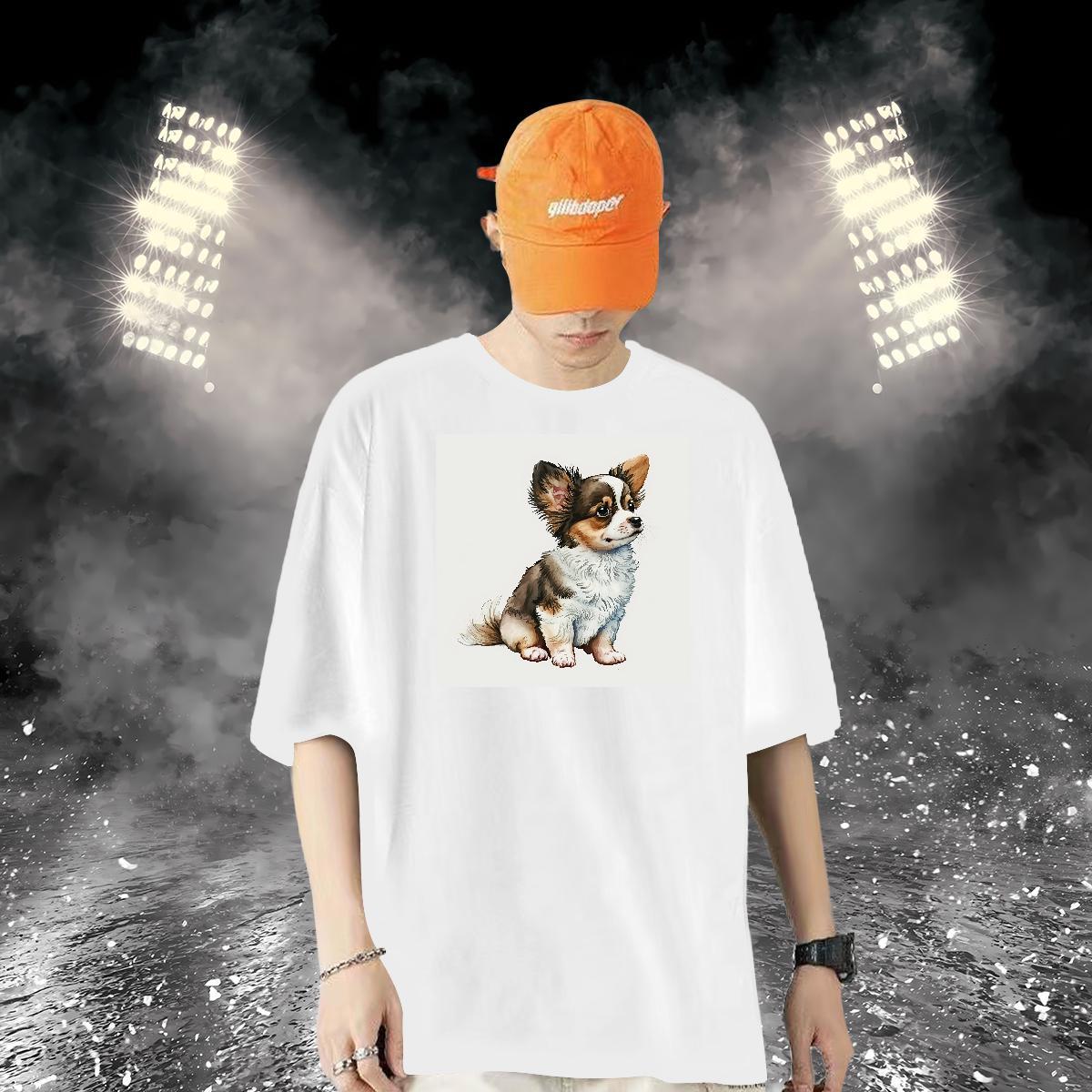 Classic Casual Tshirt for Man Woman Dog Hip Hop Street 230g Pure Cotton Tops Tees Breathable Crew Neck Cool T shirt Cartoon Printing L-4XL