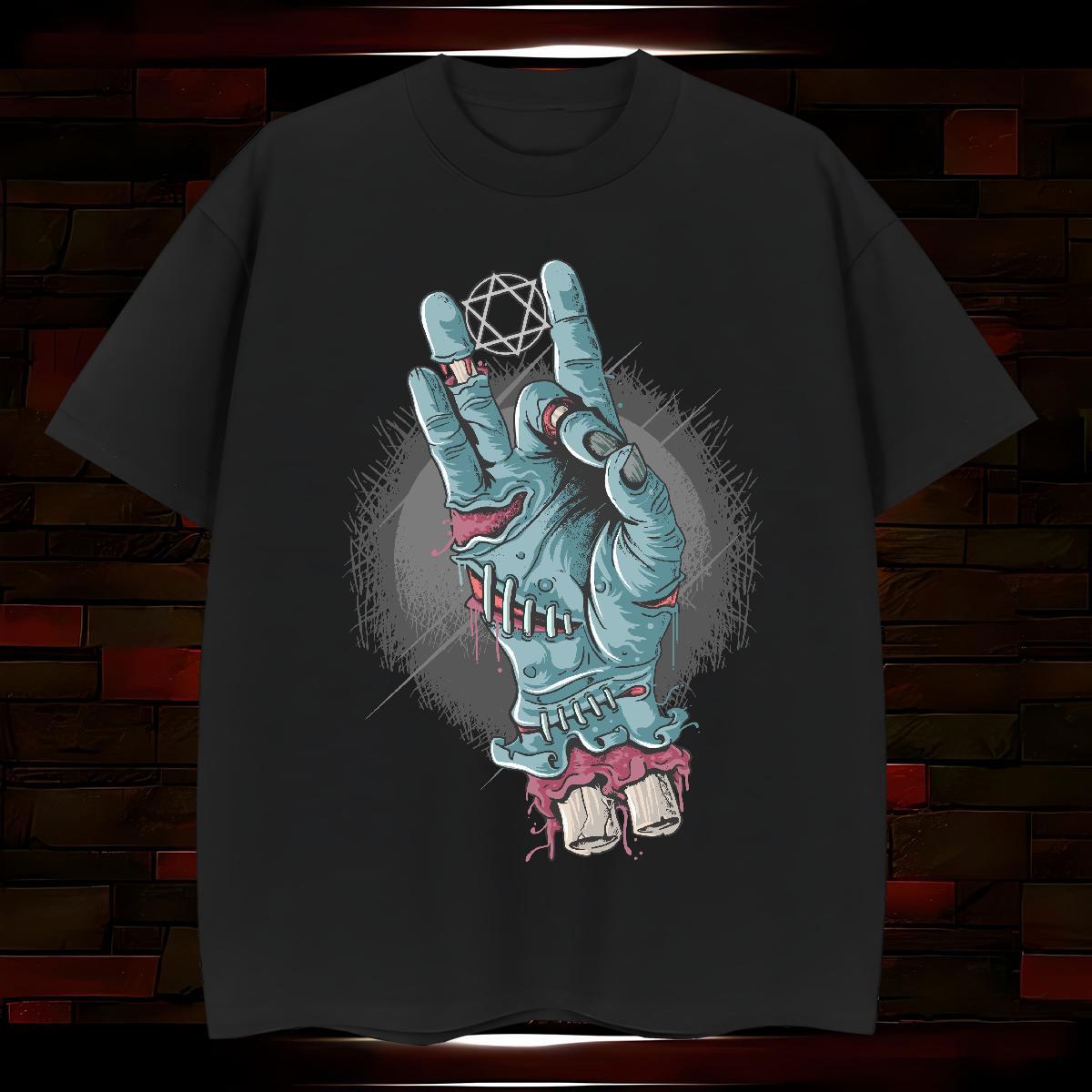 T-Shirts 230g Pure Cotton Halloween Hip Hop Round Neck Short Sleeve Black Oversized Men Tops Tees 2024 DIY High Quality Tops Shirt