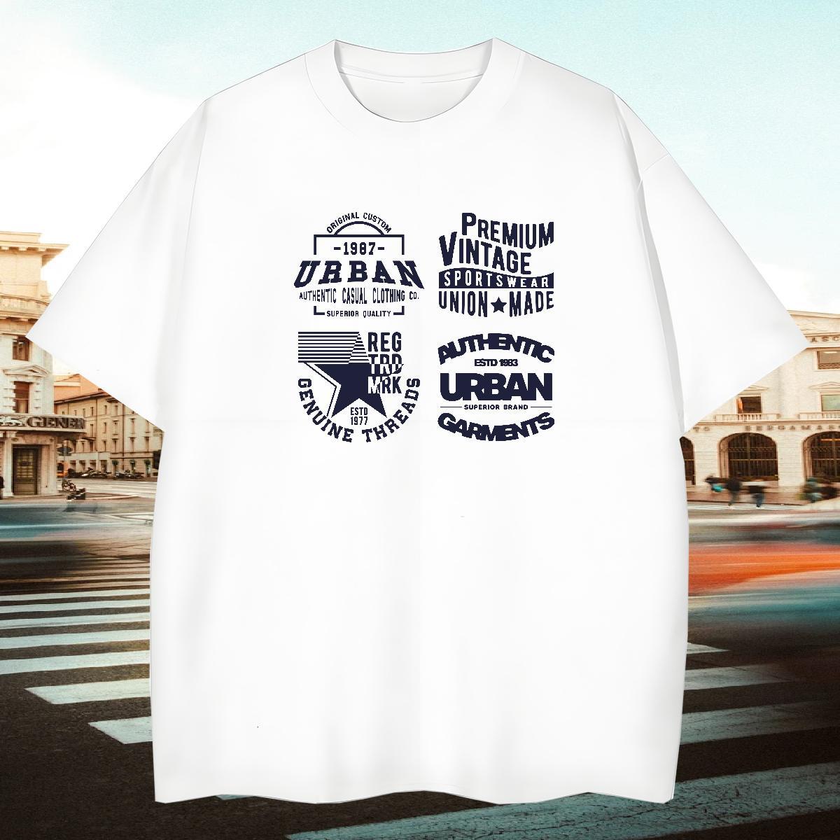 Brand Men Clothes T-Shirt Casual Beach 230g 100% Cotton Graphic Crew Neck Breathable letter T shirt Stylist Tops Tees