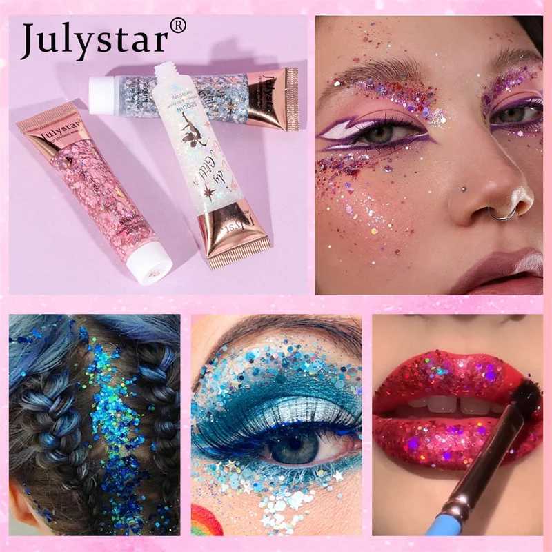 Multi functional glittering nails hair body facial glittering gel art glittering sequins festival stage glitter liquid eye shadow decoration W240812