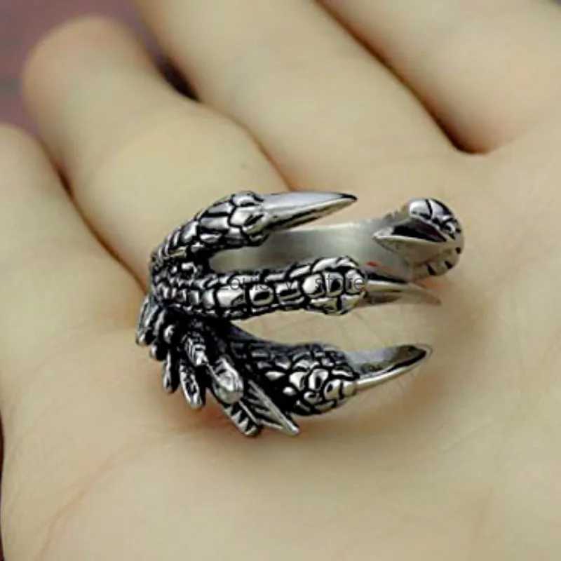 Cluster Rings 1 Titanium Steel Eagle Dragon Claw Halloween Skull Ring Hot Selling Mens Leading Open Rock Animal Jewelry H240813