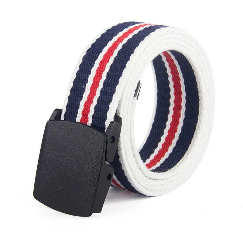 New canvas belt for men and women fashionable plastic buckle casual denim 3.8cm waistband collar W240807
