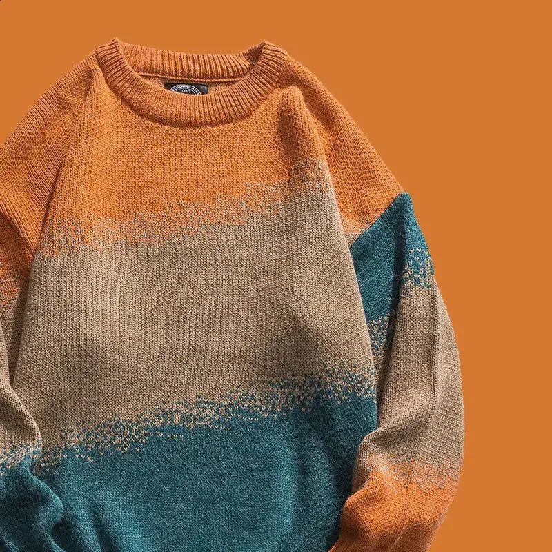 Mens Clothing Round Collar Knit Sweater Male Green Tie Dye Pullovers Crewneck A Plus Size X Street Long Sleeve 100% Sweat-shirt 240812