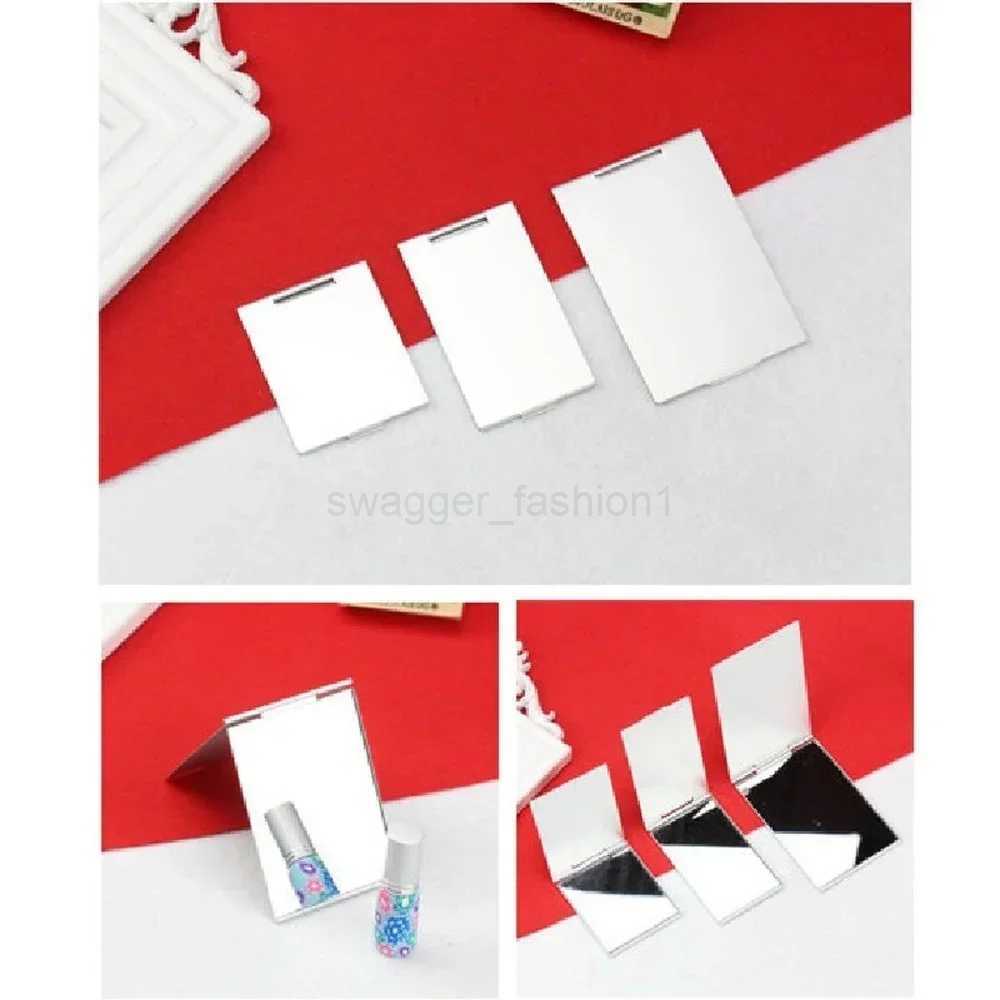 Aluminum Folding Mirror Mini Portable Makeup Mirror Hand Standing Small Mirror Vanity Foldable Compact Pocket Cosmetics ToolsXJ240813