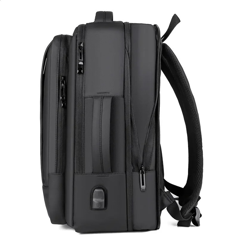 Mens expandable backpack with USB charging 156inch laptop bag mens large capacity waterproof business travel 240813