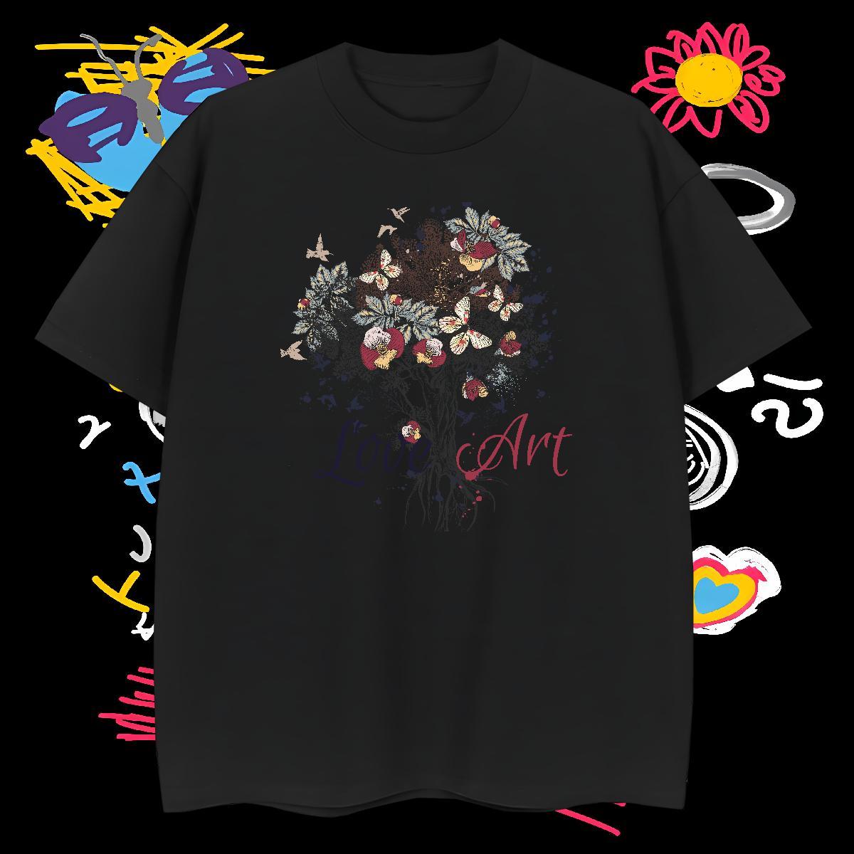 Mens T Shirts 100% Cotton 230g tree Summer Casual Breathable Short Sleeve Custom Anime Men Tops Tees Casual New High Quality Tshirts