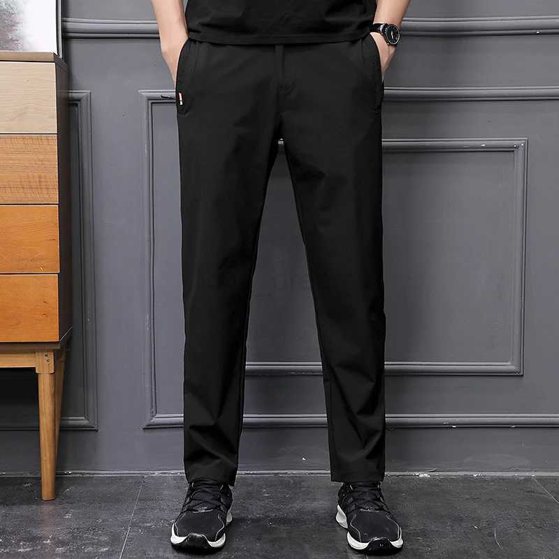 2024 Trendy Minimalist Mens Spring Autumn Solid Color Elastic Pocket Zipper Small Foot Fitness Versatile Sports Casual PantsXJ240813