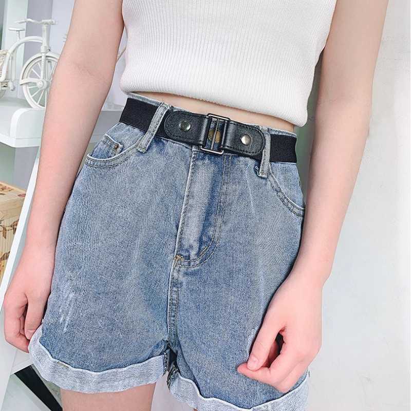New adjustable elastic waistband with invisible buckle and button free womens jeans dress easy to wear button free W240807