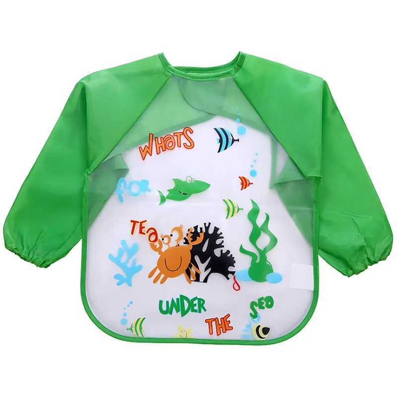 Bibs Burp Cloths Waterproof Baby Feeding Bibs Full Sleeved Apron Children Toddler Smock Burp Painting Drawing Eating Clothing for Kids 0-4 YearsL4812