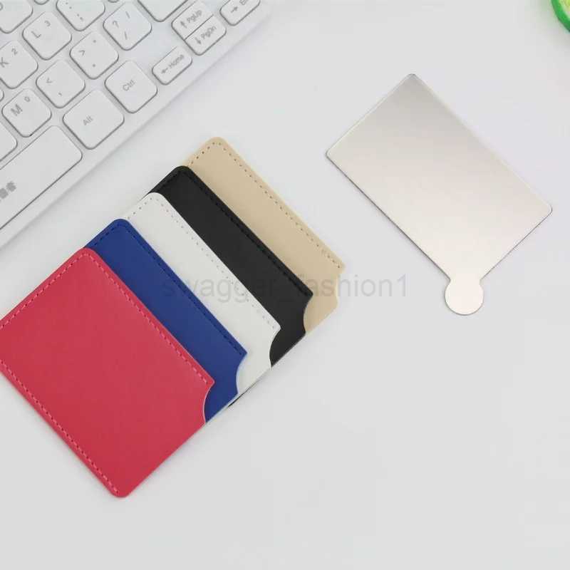 Portable Shatter Proof Card Style Pocket Cosmetic Mirror PU Leather Cover Stainless Steel Unbreakable Makeup MirrorXJ240813