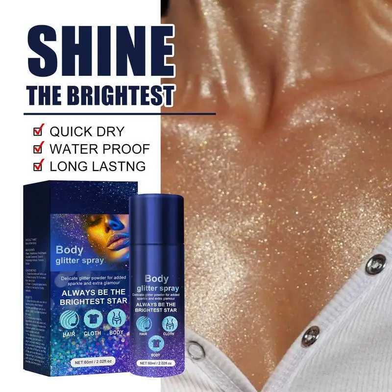Body glitter whole body lasting shimmer powder spray suitable for women daily facial makeup family work dating party W240812