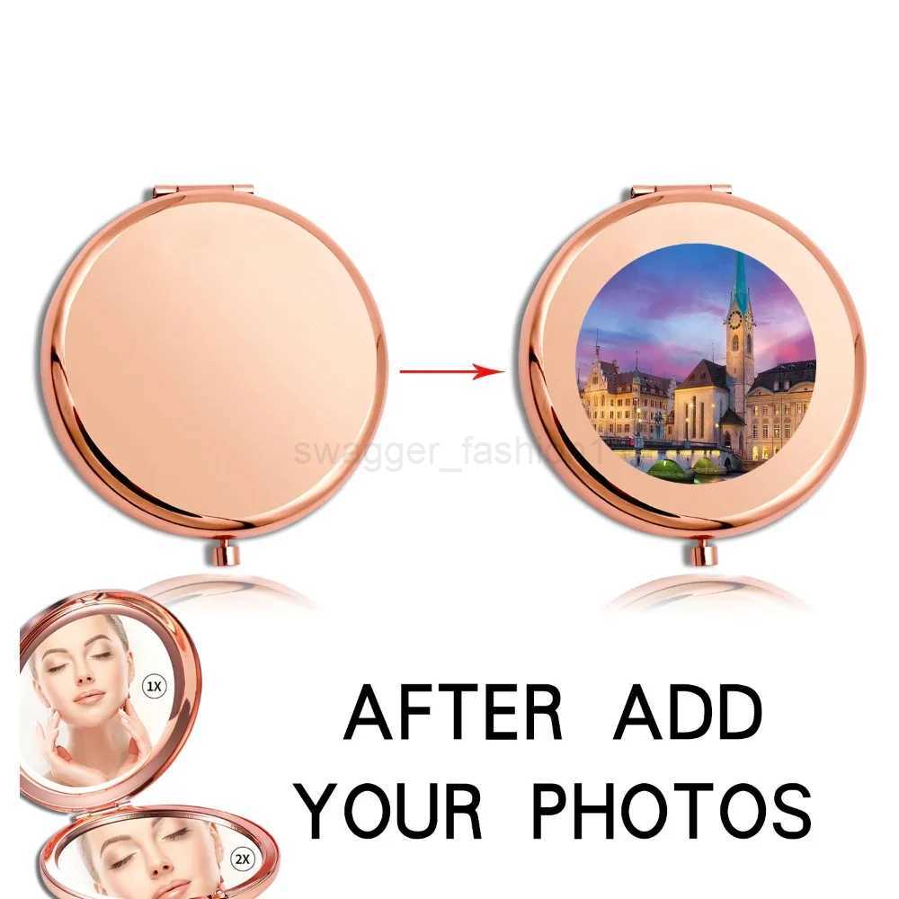 Customized Photo Metal Makeup Mirror Travel Women Cosmetic Mirror Handheld with Picture Customiz Personalized DIY PatternXJ240813