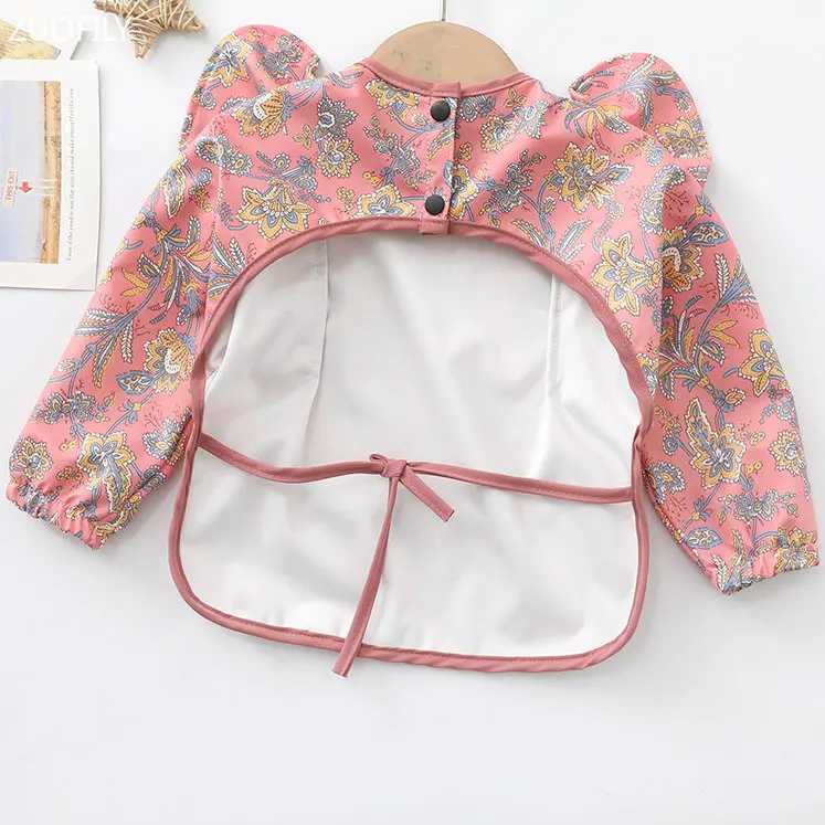 Bibs Burp Cloths Baby Soft Waterproof Bib Little Boy Girl Painting Smock Child Meal Eating Apron with Long Sleeves Kid Adjustable Feeding BibsL4812
