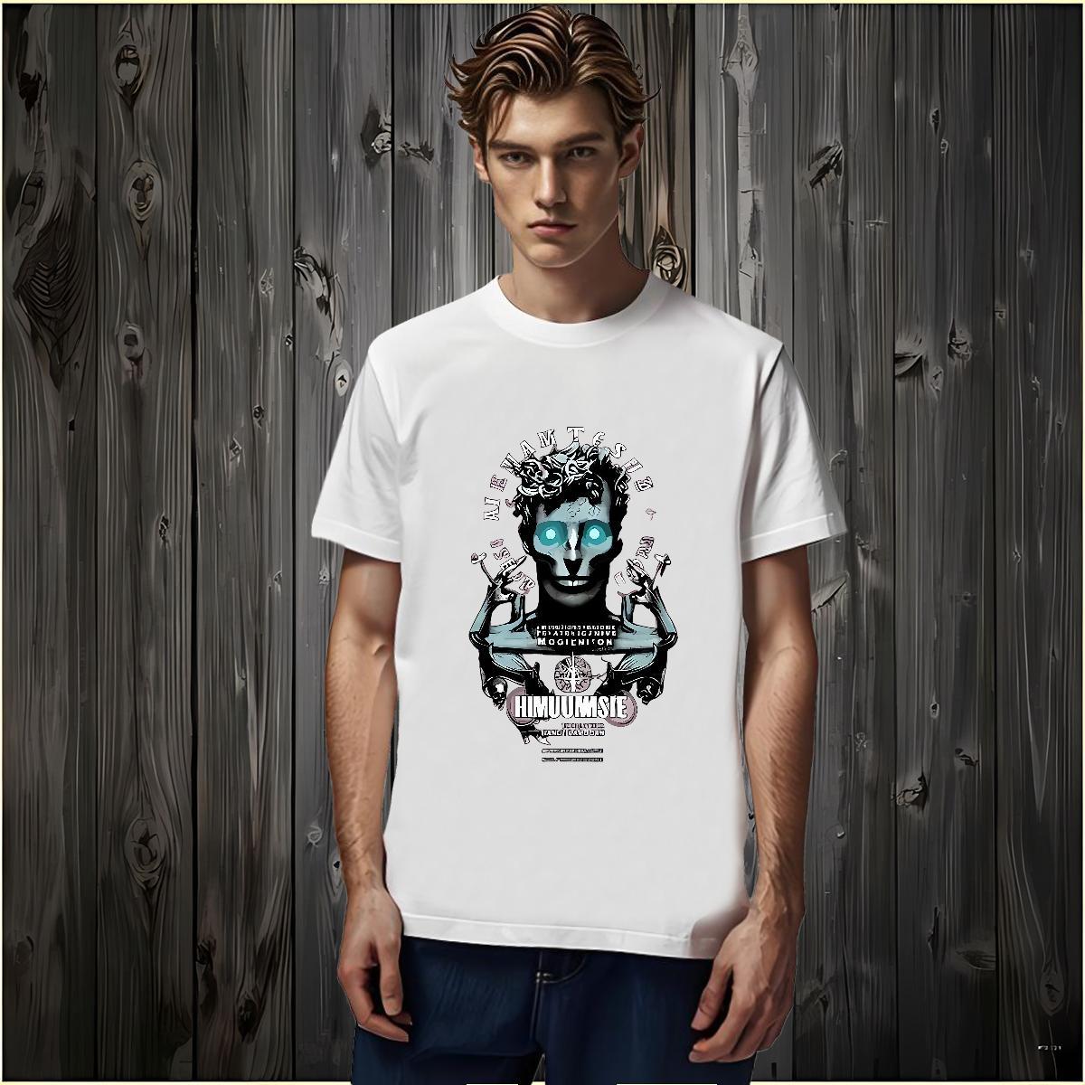Man T Shirts 230g Pure Cotton portrait Home Outdoor Breathable Short Sleeve Anime Print Men Tees Free Shipping Popular Wear