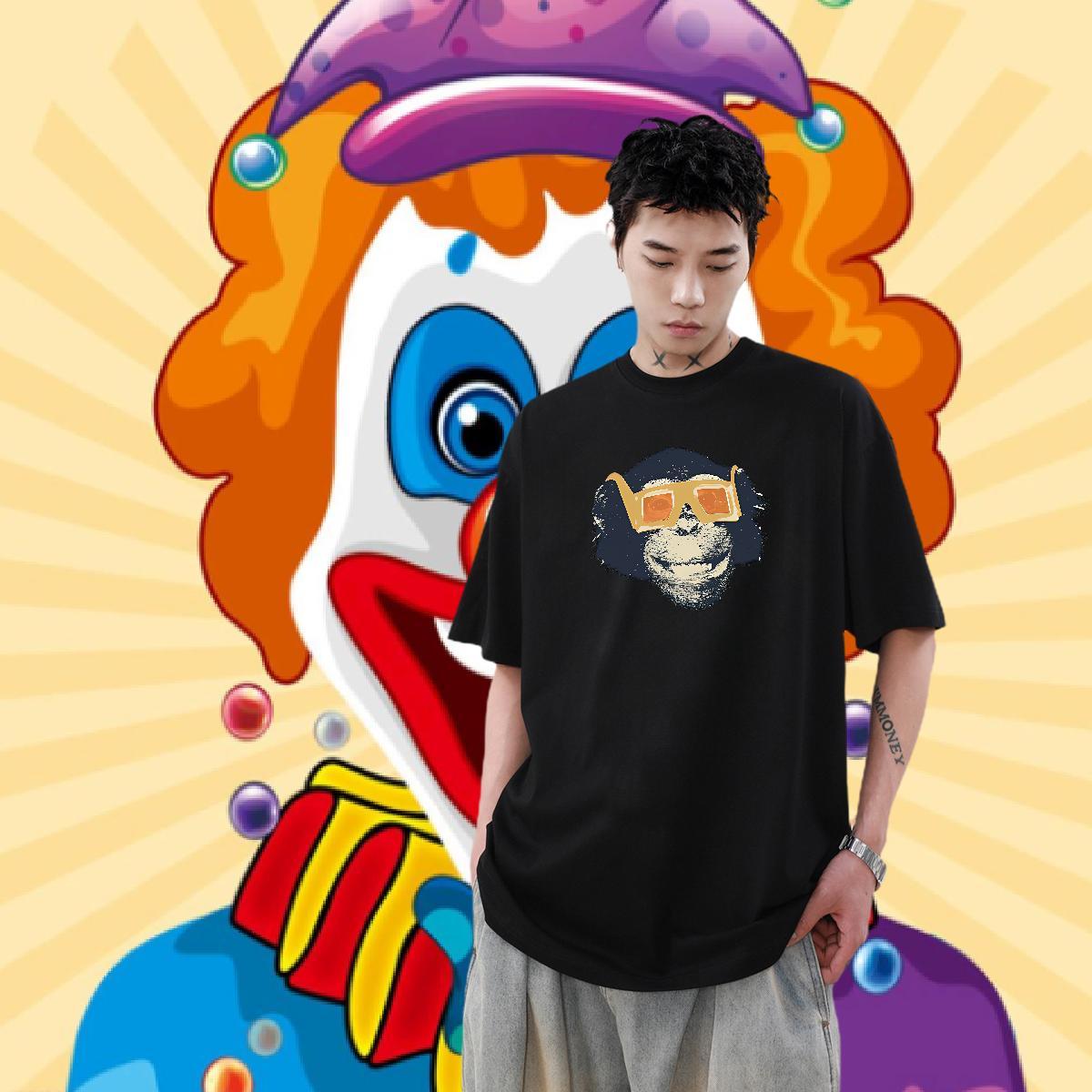 Classic Casual Men Tees Outdoor 230g Pure Cotton Tops Shirt Breathable Loose T-Shirts for Men Custom Cartoon