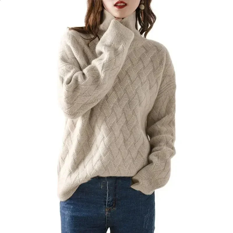 ZMZBCH Winter Womens Loose Sweater Fashionable Cashmere Oversized Thick Zipper Long Sleeve 240812