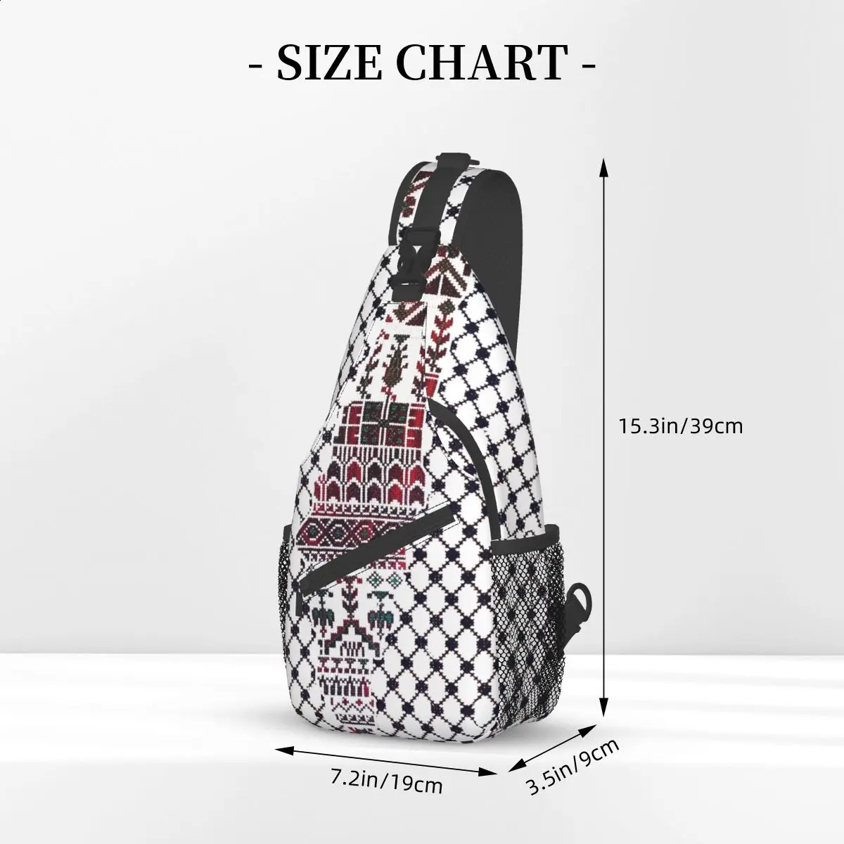 Palestinian Crossbody Sling Bag Traditional Tatreez Embroidery Shoulder Backpack Travel Backpack Daypack 240812