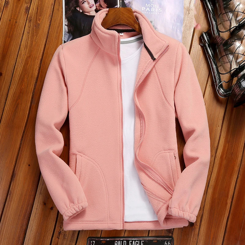 Winter Womens Zipper Cardigan Sweatershirt Warm Coral Fleece Jacket Ladies Outdoor Running Polar Fleece Coat Clothes 240812