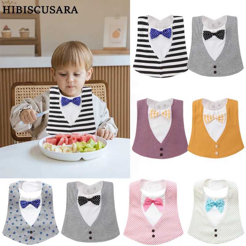 Bibs Burp Cloths Pure Cotton Baby Bibs Infant Boy Gentleman Bib With Bow Tie Toddler Fashion Burp Cloths Feeding Bibs Boys Saliva TowelL4812