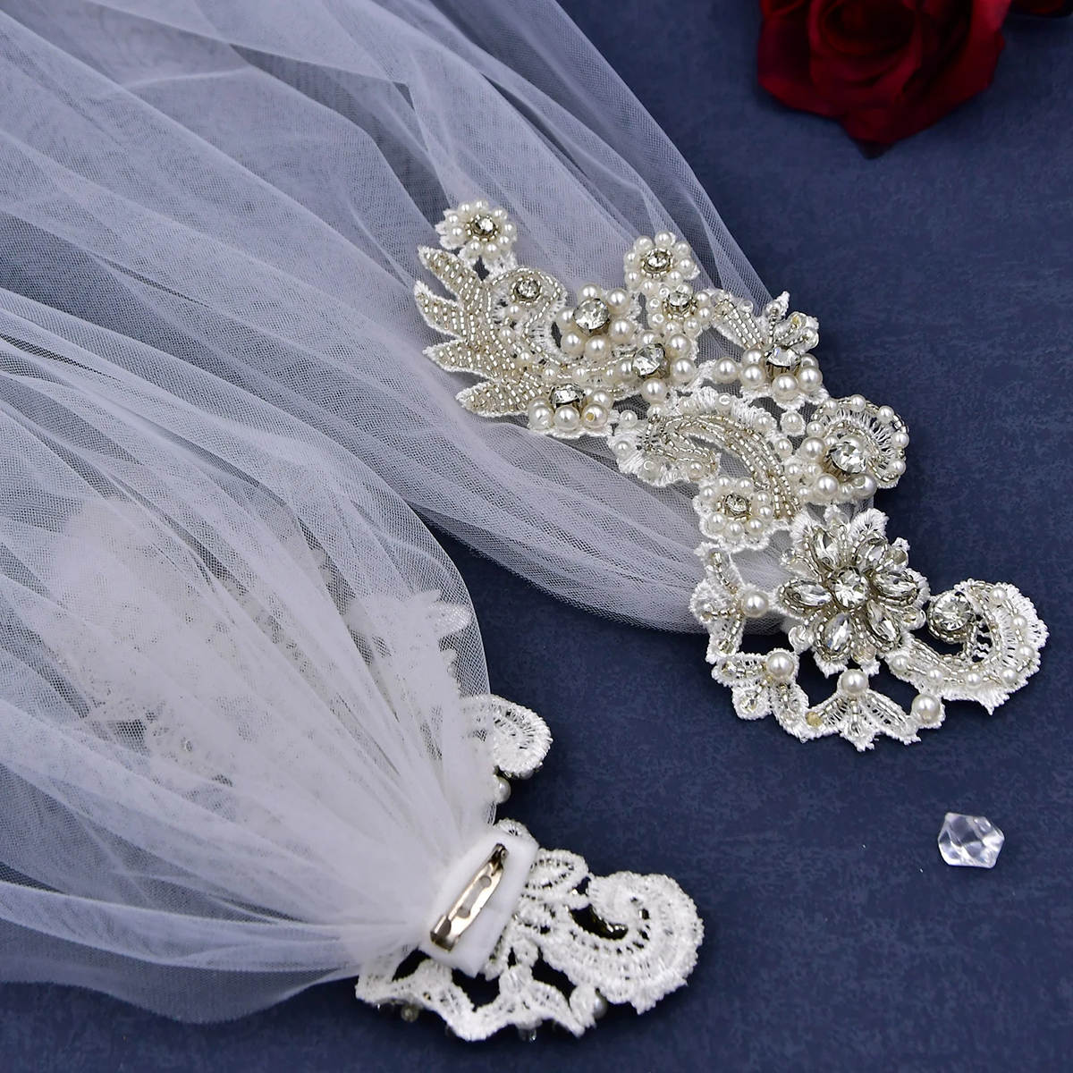 Simple Long Wedding Wrap Beading Crystal Appliques Pearls Tulle Sleeveless Bride Shawl For Strapless Bridal Dress High Quality