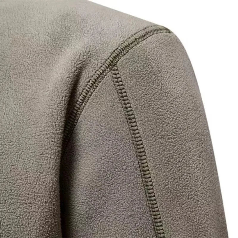 Autumn Winter Windproof Jacket Mens Warm Wool Top Sportswear Casual Zipper Solid Color 240812
