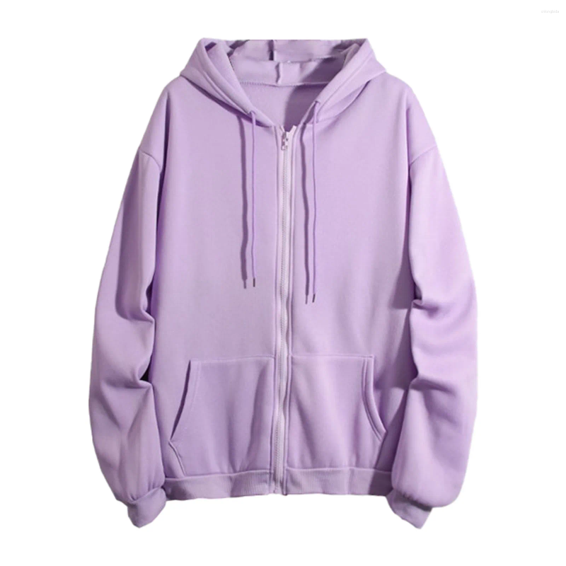 Women's Hoodies Zip Up Hooded Sweatshirt Loose Women Casual Solid Harajuku Korean Couple Hoodie Jacket Coat Streetwear
