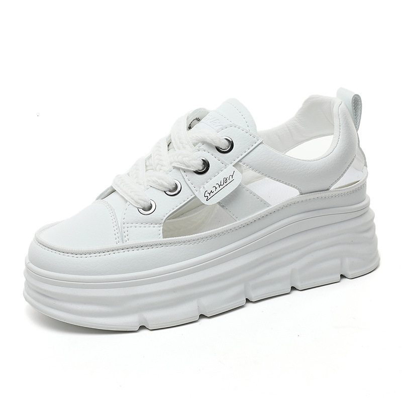 Ddmysports W New Hollowed Out Sandals In The Summer Of Height Increasing Breathable Thick Soled Casual White Shoes Versatile For Women Outdoor Shoes
