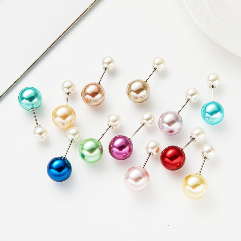 Ladies' fashionable and simple round colored pearl pin set box, waist cinching fixed anti glare brooch pin