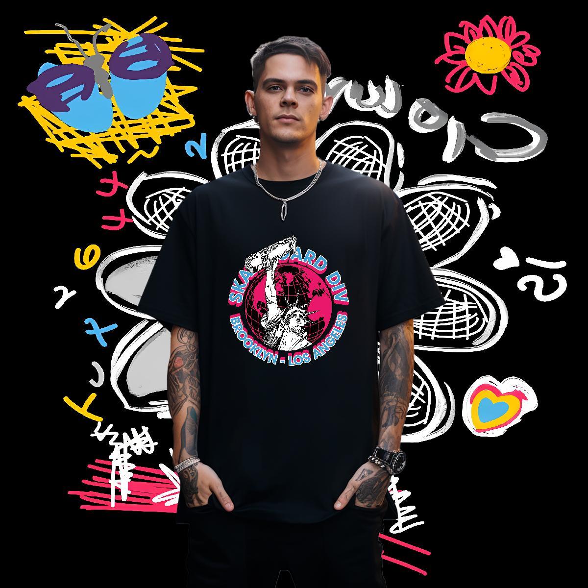 T Shirts Men 230g Pure Cotton portrait Hip Hop Street Breathable Asian Size Men Tshirts Fashion Designer Loose Fit Tops Tees