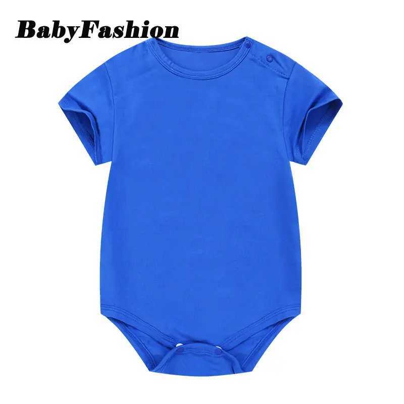 Multi colored soft cotton jumpsuit suitable for infants boys newborns crawling children solid color short sleeves summer jumpsuit girls clothing W2408
