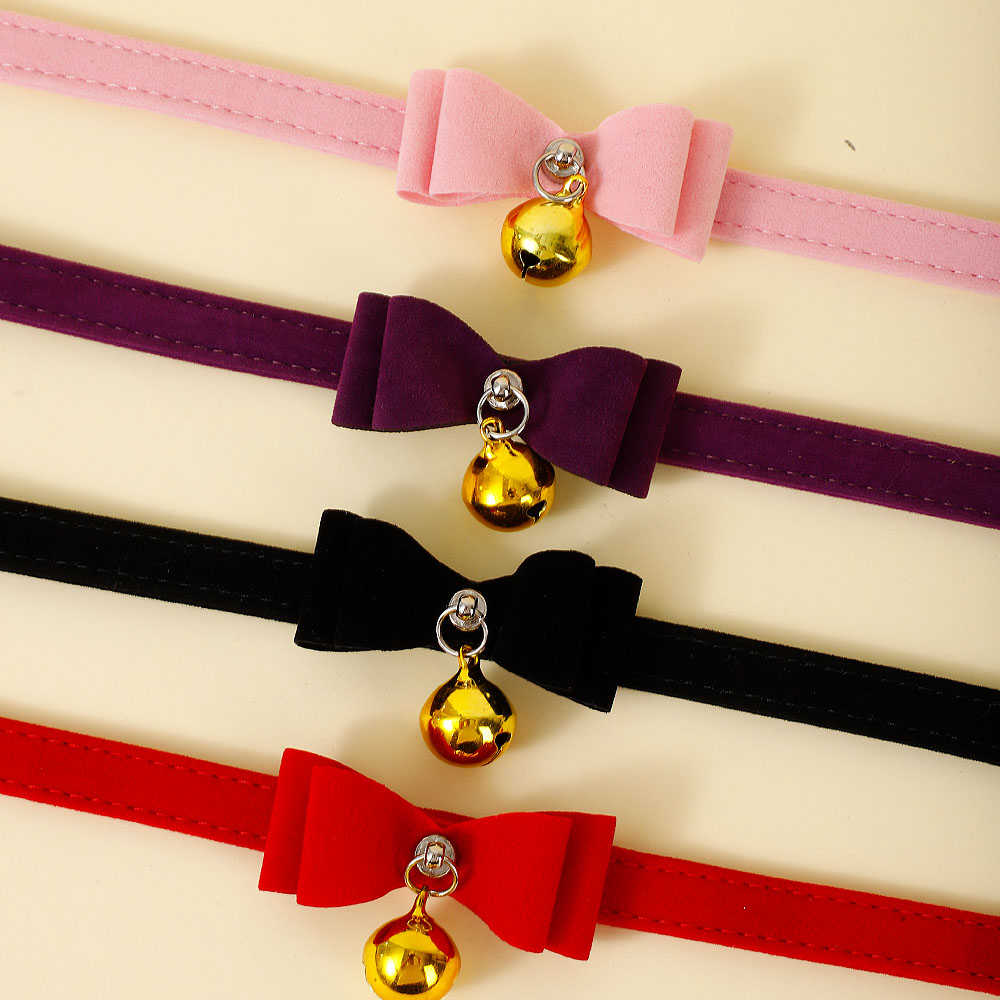 halloween pet Bow Solid Color Pet Cat Collar 2024 New Product Plush Fabric Accessories Traction Rope Pet Collar