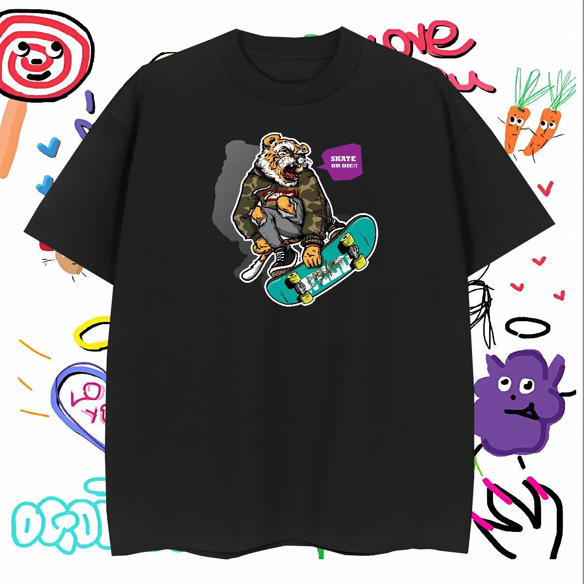 Cool Man T Shirts Short Sleeve Soft Street Anime Print 230g Pure Cotton Men Tees Free Shipping Wear