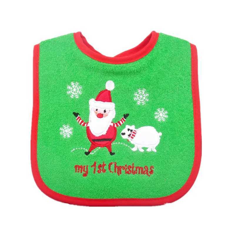 Bibs Burp Cloths Christmas Style Baby Bibs Round Neck Waterproof Burp Cloths Santa Elk Christmas Tree Pattern Infant Saliva Towel Xmas Kids GiftL4812