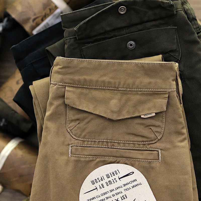 Spring American Retro Twill Amekaji Chino Mens Simple 100% Cotton Wash Ultra Thin Straight Business Casual Pants 240812