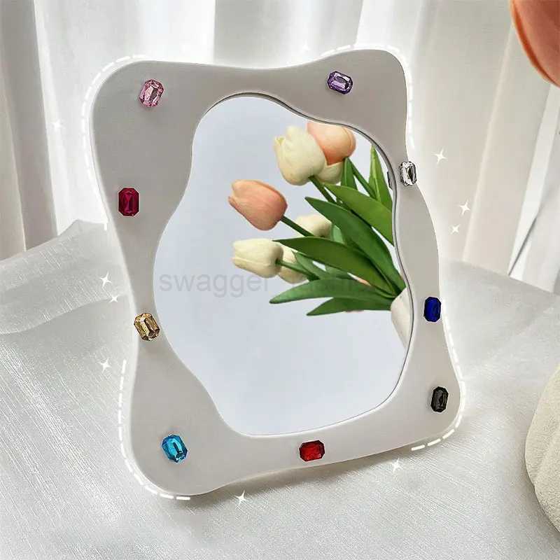 Irregular Shape Mirror Foldable Desktop Mirror Adjustable Angle Cosmetic Vanity Mirrors Cute Makeup Full Body Mirrors XJ240813