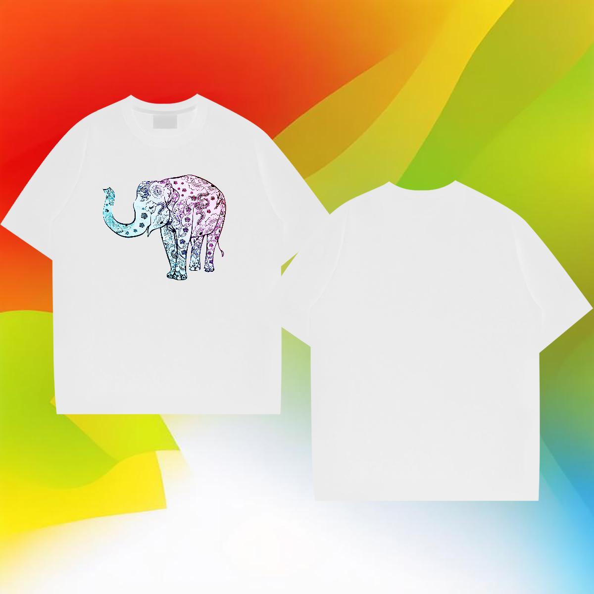 Classic Casual Men Tshirts Elephant Spring Summer 230g 100% Cotton Top Tees Breathable Short Sleeve Free Shipping T-Shirts for Men DIY Printed