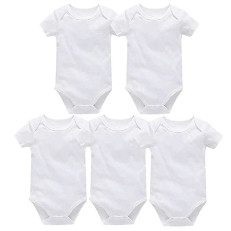 Baby clothing 100% pure cotton girls jumpsuit summer short sleeved white baby boys tight fitting clothes newborn clothing 3 pieces/set baby pajamas W2