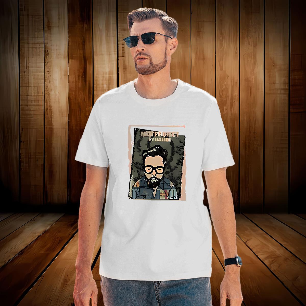 Popular portrait Men T Shirts Casual Daily Wear Mens Tshirts 230g Pure Cotton 2024 Summer Breathable Short Sleeve Plus Size Cartoon Polos